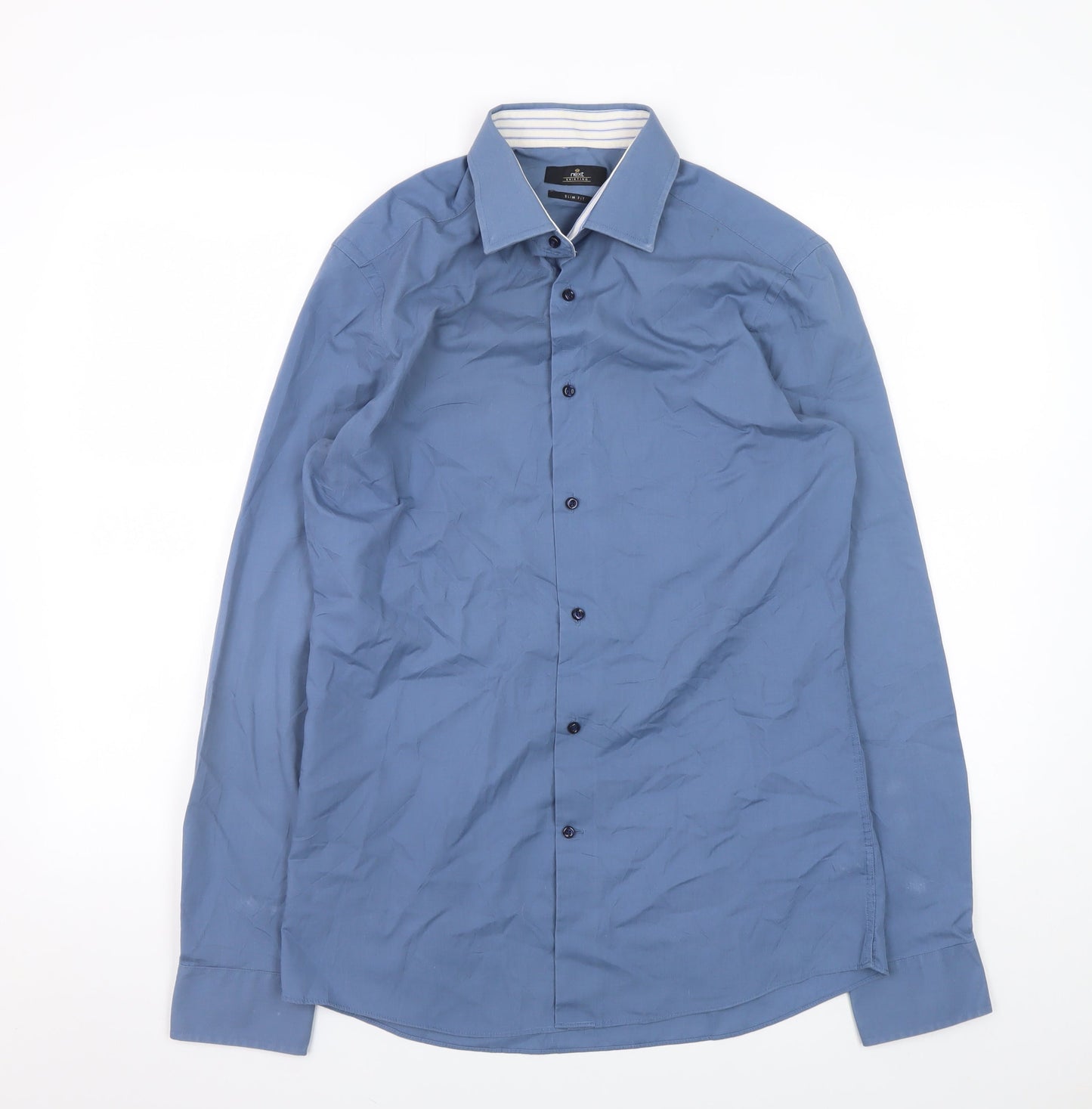 Next Men’s Blue Slim Fit Long Sleeve Button-Up Shirt 15.5in