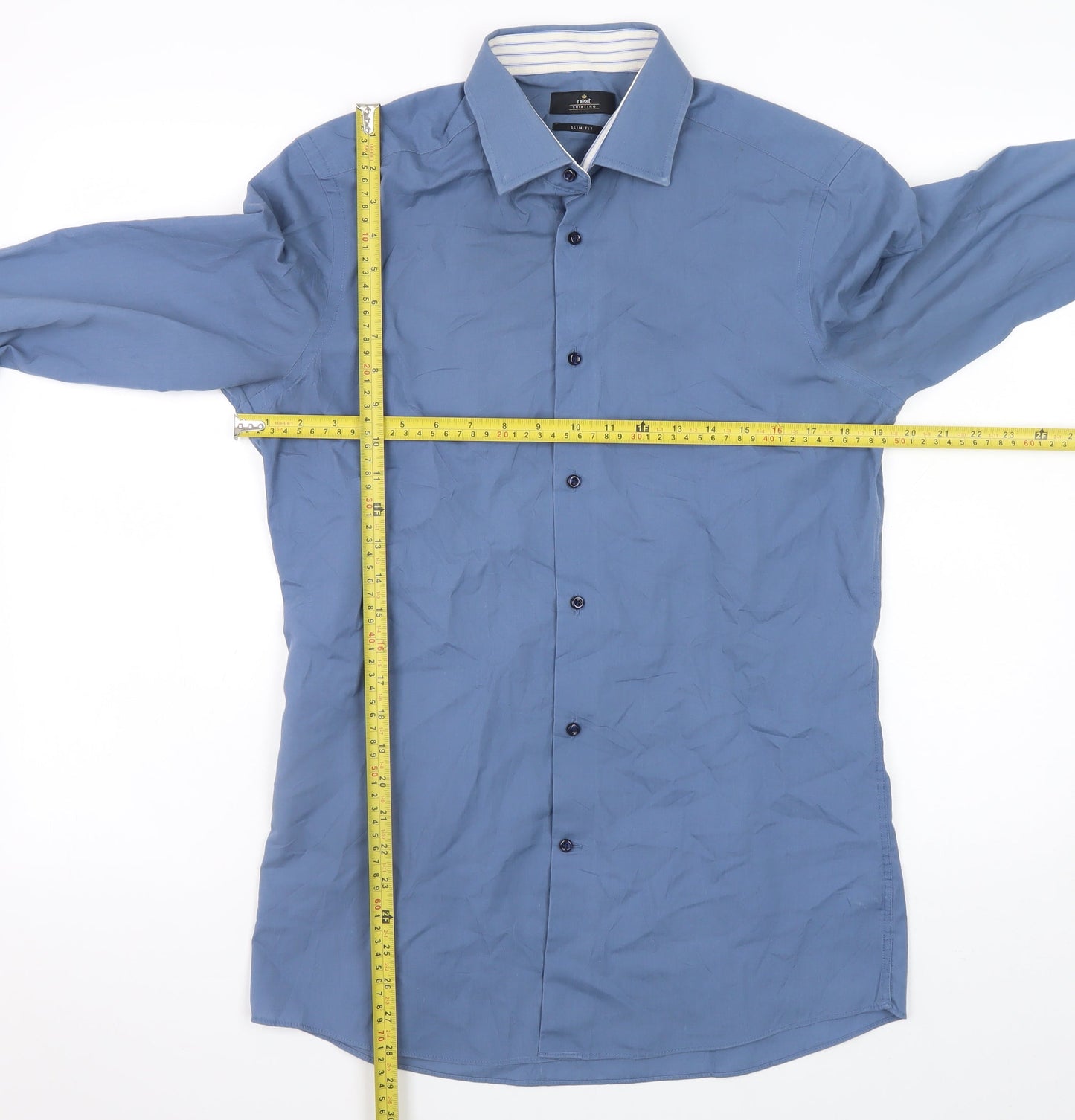 Next Men’s Blue Slim Fit Long Sleeve Button-Up Shirt 15.5in