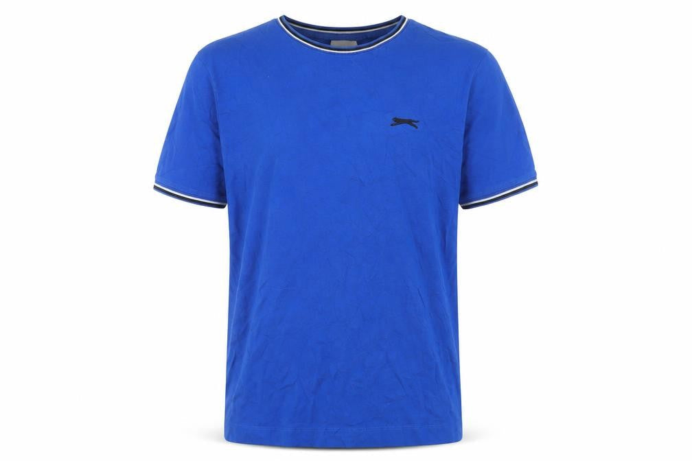 Slazenger Men Blue L Crew Neck Short Sleeve Cotton T-Shirt