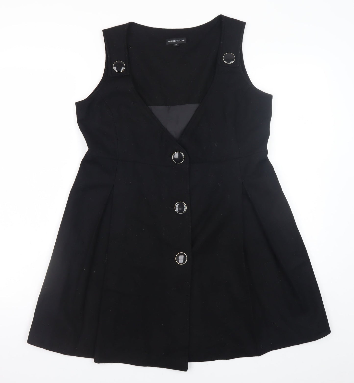Warehouse Women's Black Wool Blend Pinafore Dress Size 12