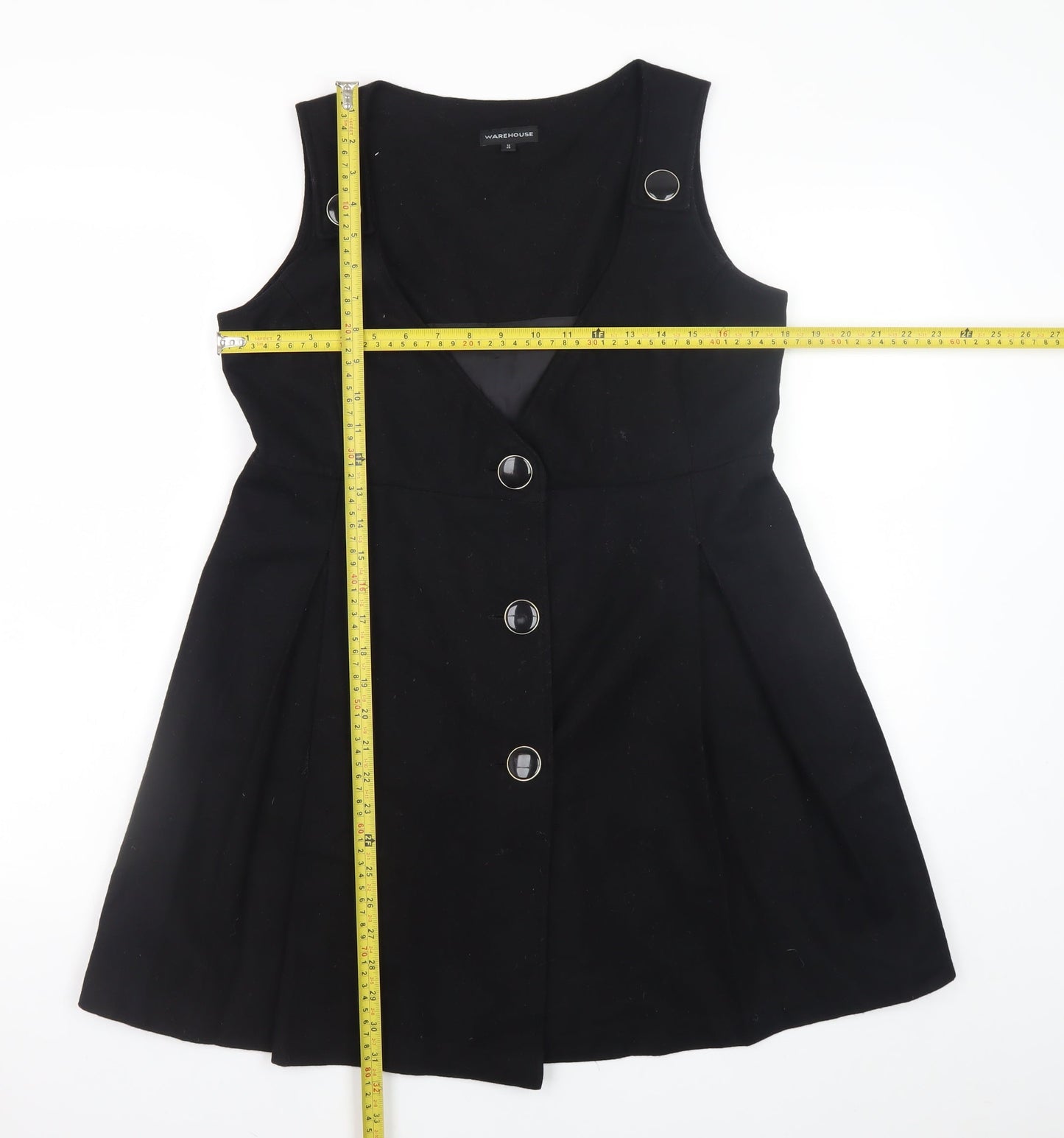 Warehouse Women's Black Wool Blend Pinafore Dress Size 12