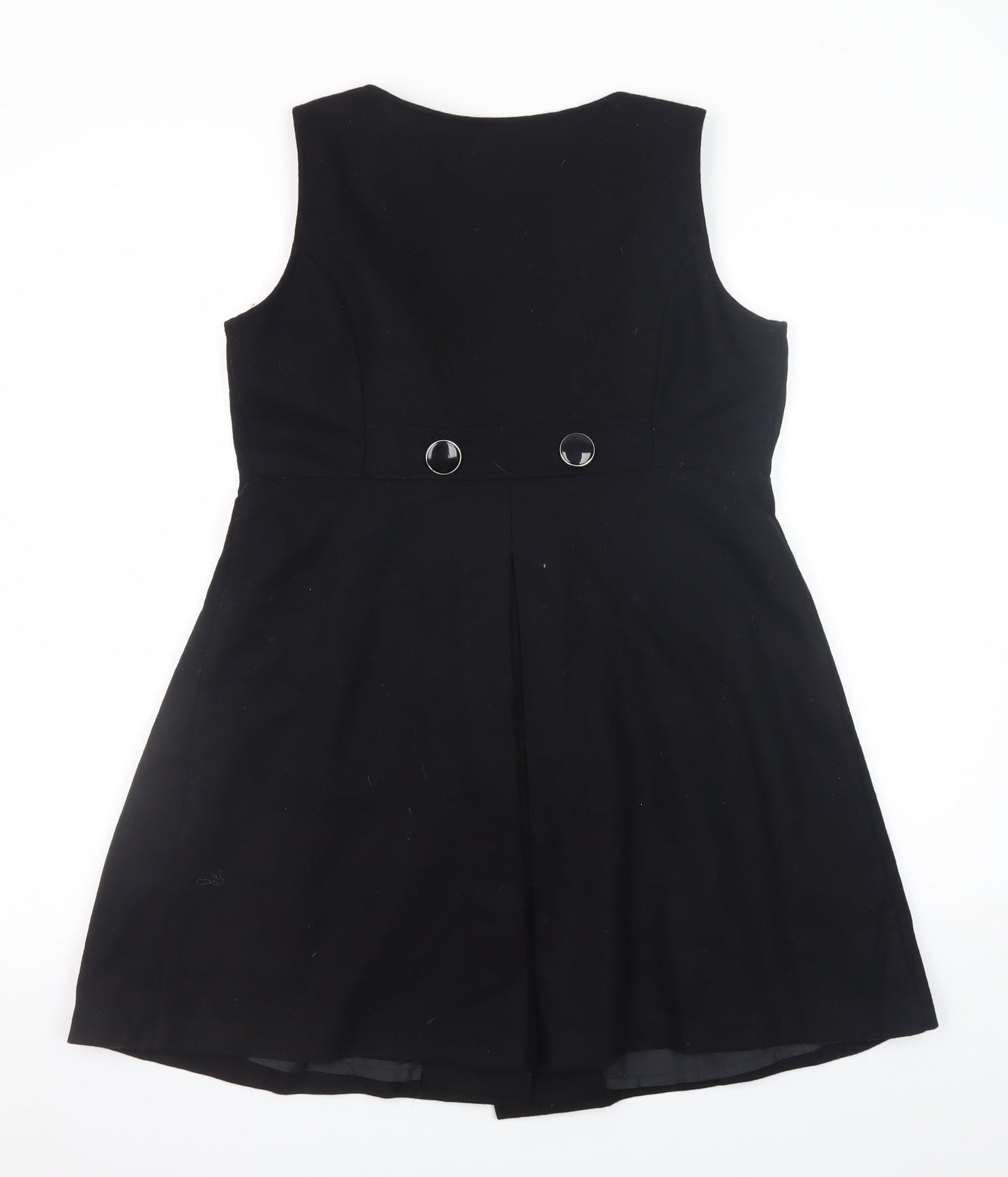 Warehouse Women's Black Wool Blend Pinafore Dress Size 12
