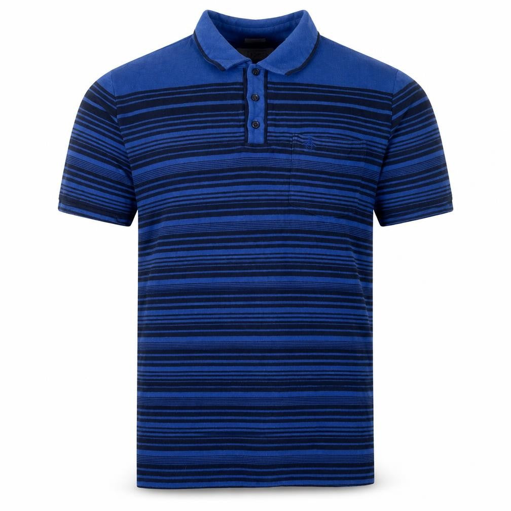 Penguin by Munsingwear Men’s Blue Striped Cotton Polo Shirt Size L