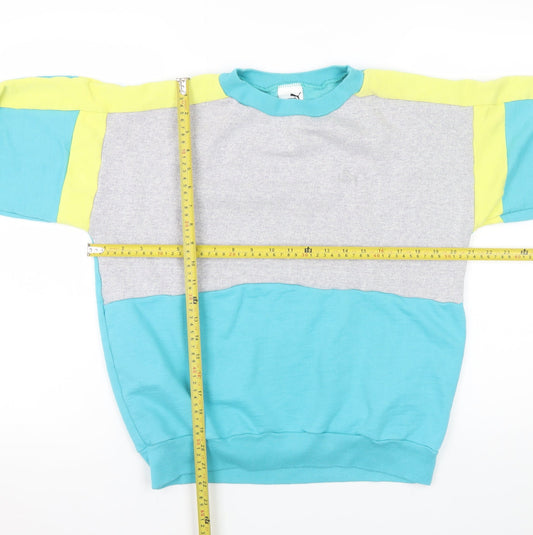 Puma Men’s Blue Colour Block Retro Pullover Sweatshirt XL