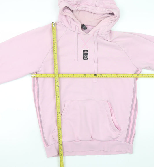 Adidas Womens Pink Hooded Pullover Hoodie Medium Cotton Casual