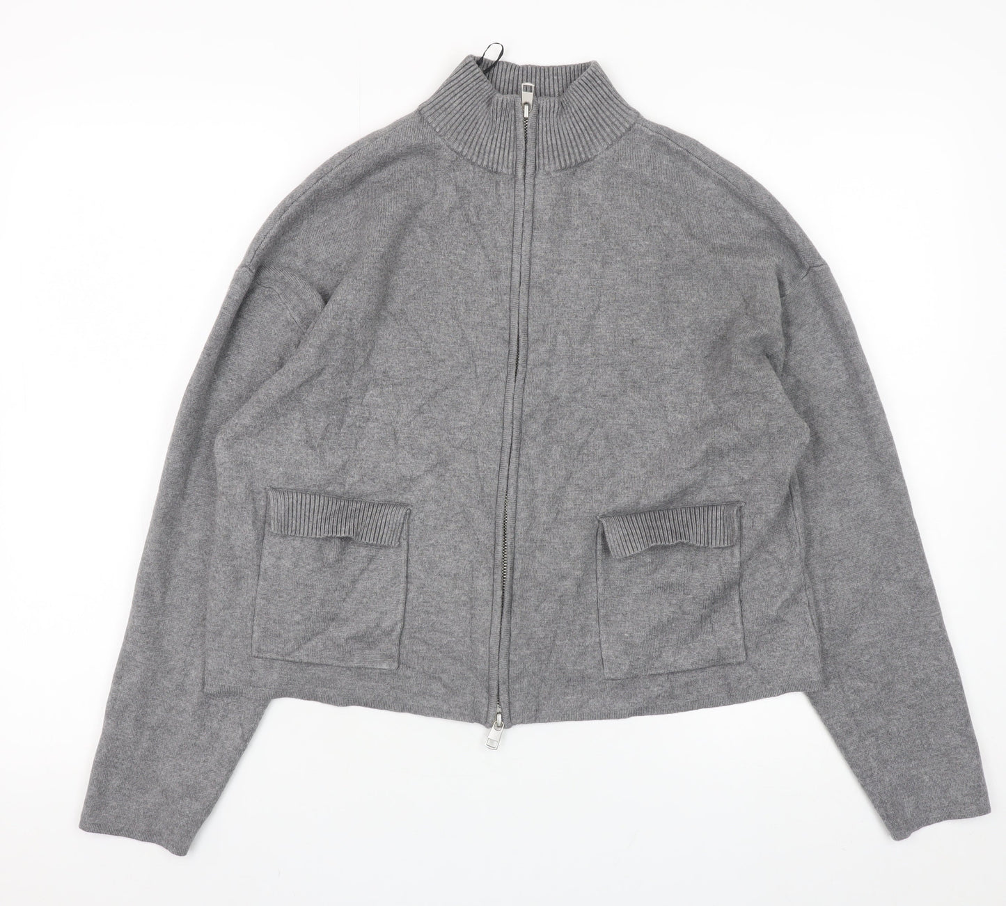Marks and Spencer Womens Grey Full Zip Knit Jumper M
