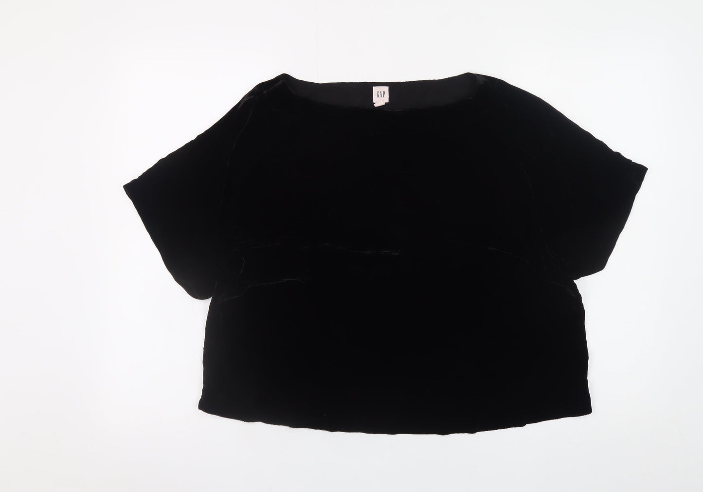 GAP Womens Black Velvet Short Sleeve Blouse Size L Relaxed Fit