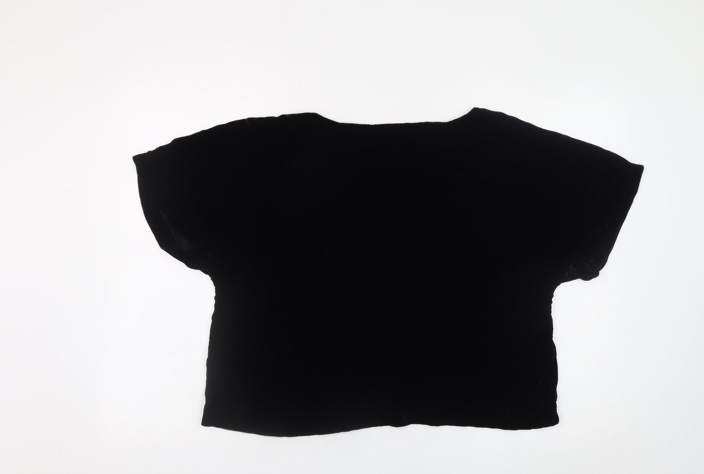 GAP Womens Black Velvet Short Sleeve Blouse Size L Relaxed Fit
