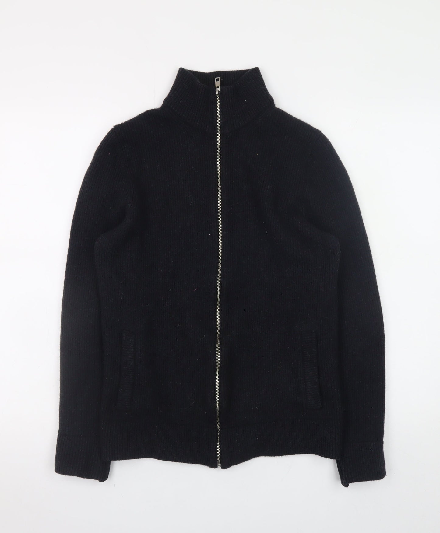 Marks and Spencer Men’s Black Wool Cotton Full Zip Jumper Small