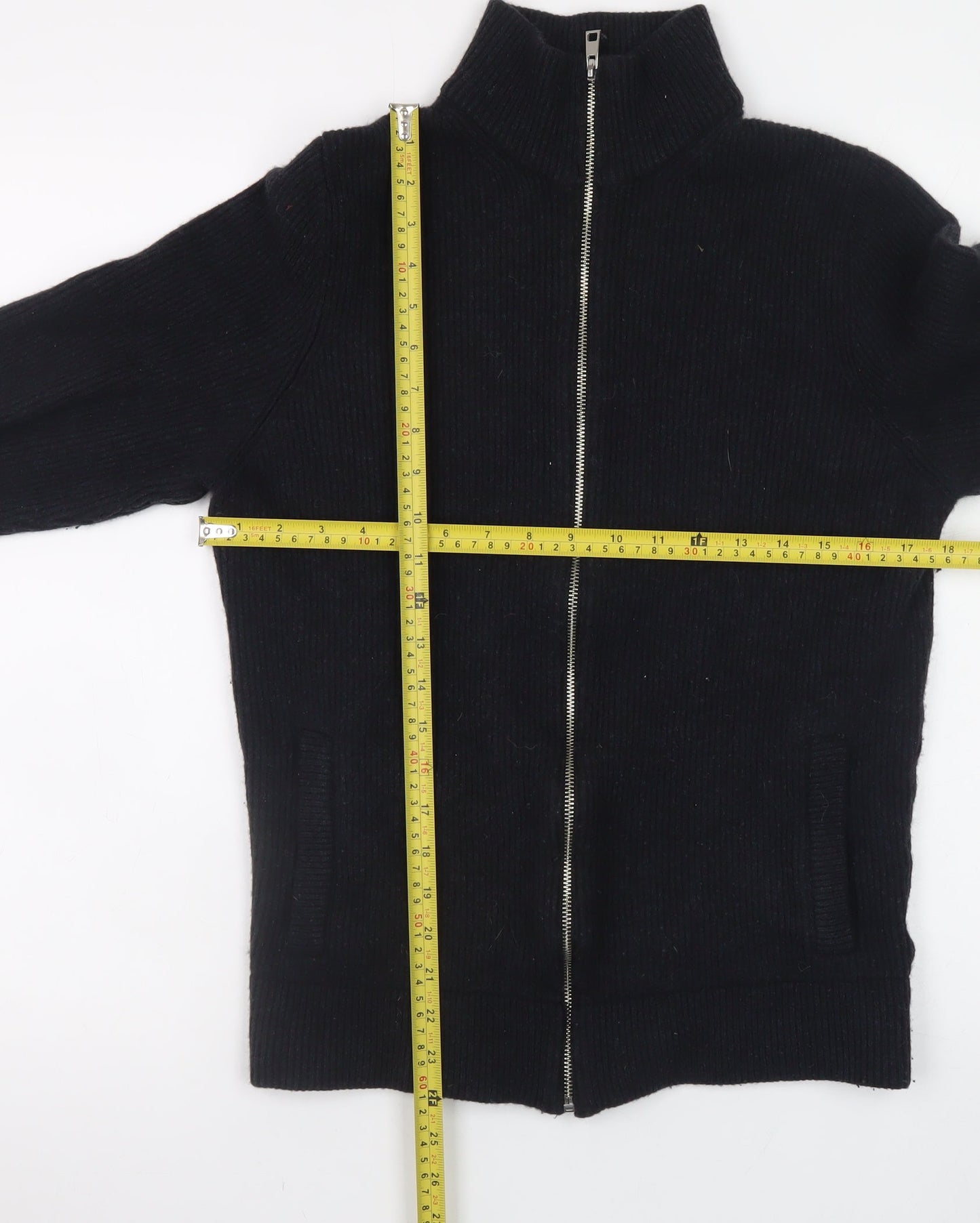Marks and Spencer Men’s Black Wool Cotton Full Zip Jumper Small