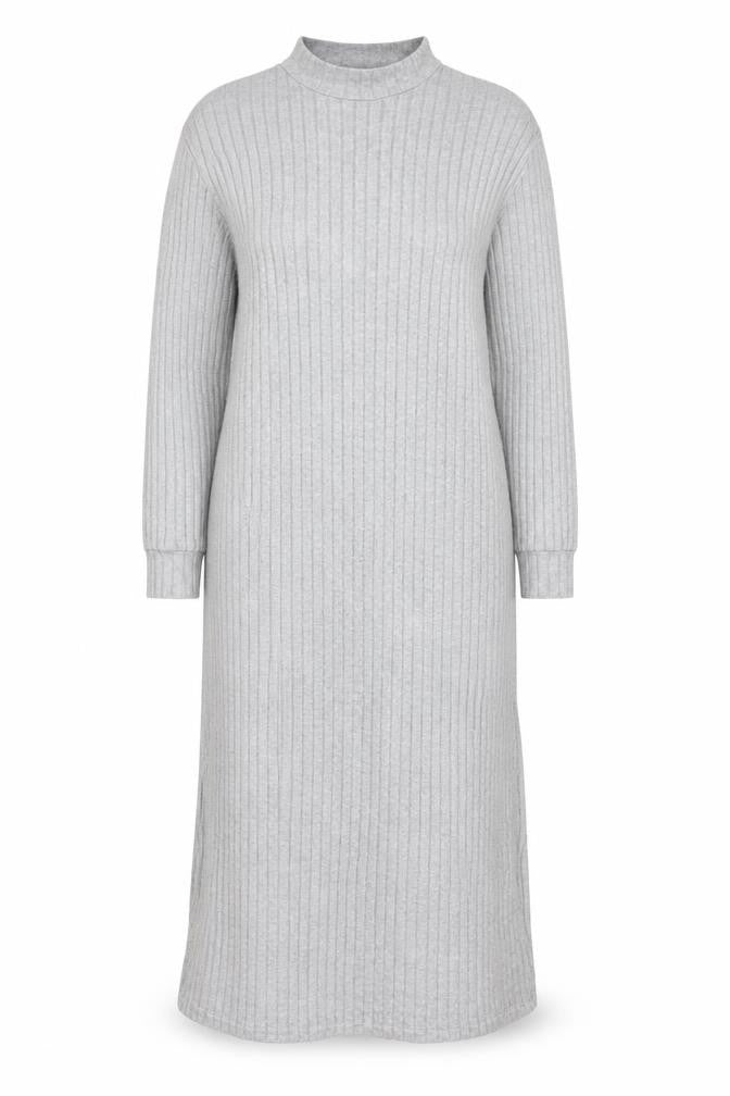 River Island Women’s Grey Ribbed Knit Belted Midi Bodycon Dress Size 16