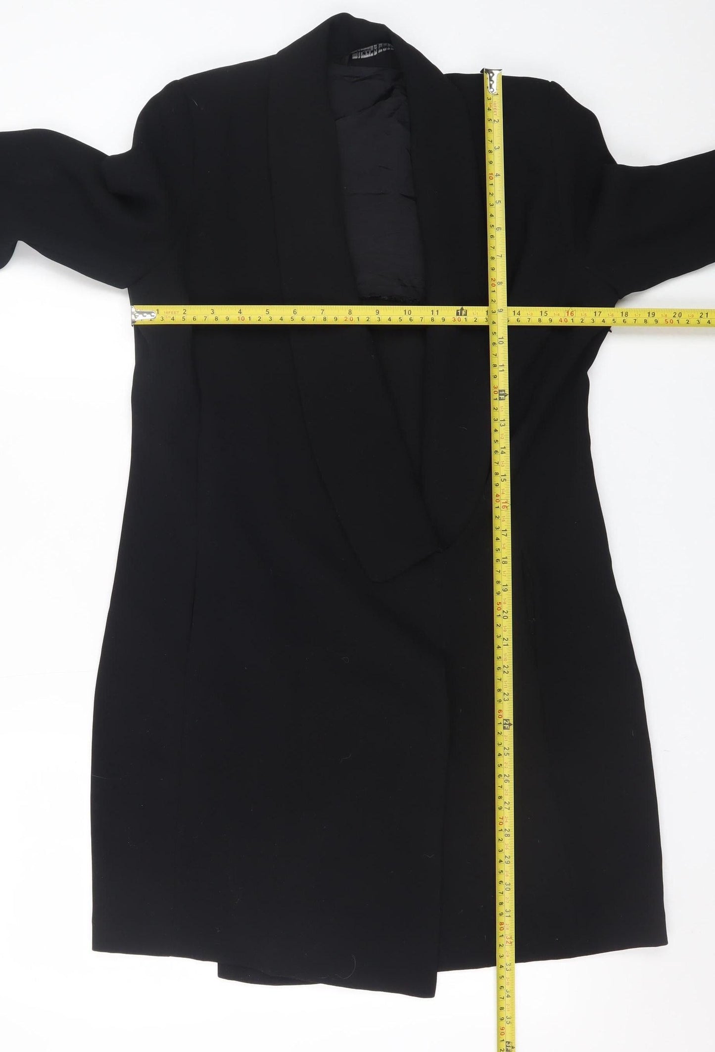 Zara Woman Black Long Overcoat Size 12 Elegant Lined Coat