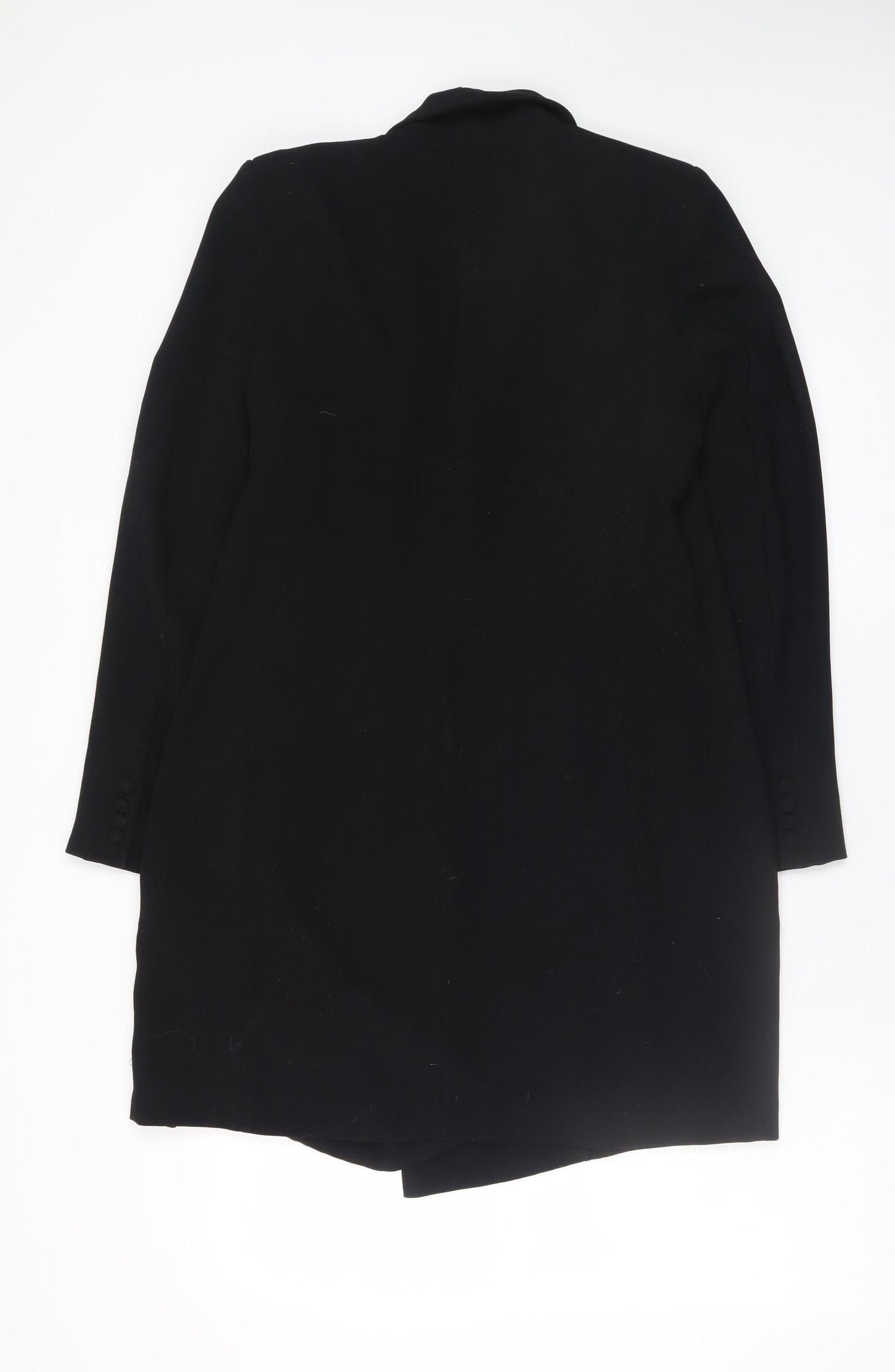 Zara Woman Black Long Overcoat Size 12 Elegant Lined Coat