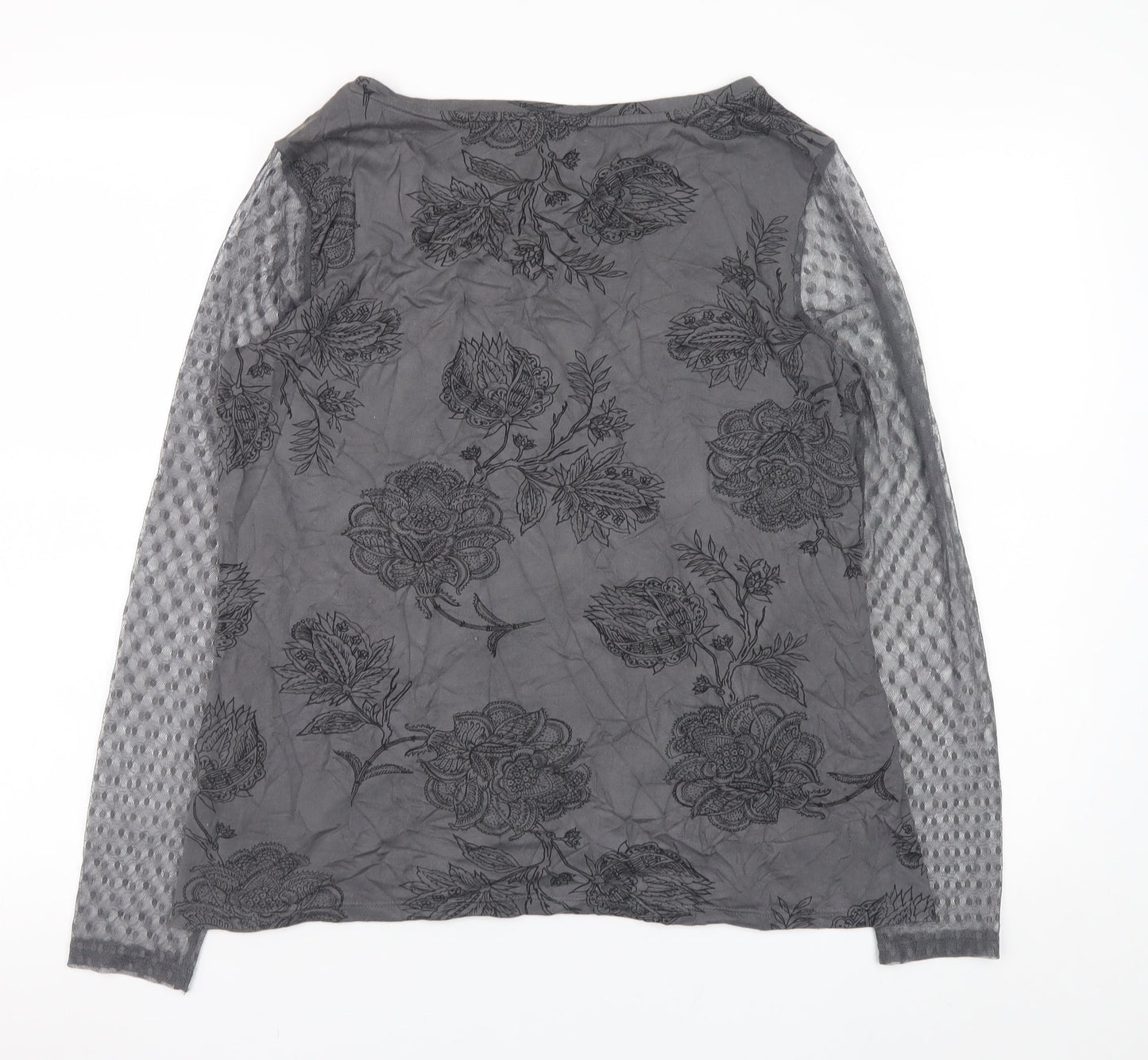 Marks and Spencer Women’s Grey Floral Long Sleeve Stretch Top UK 16