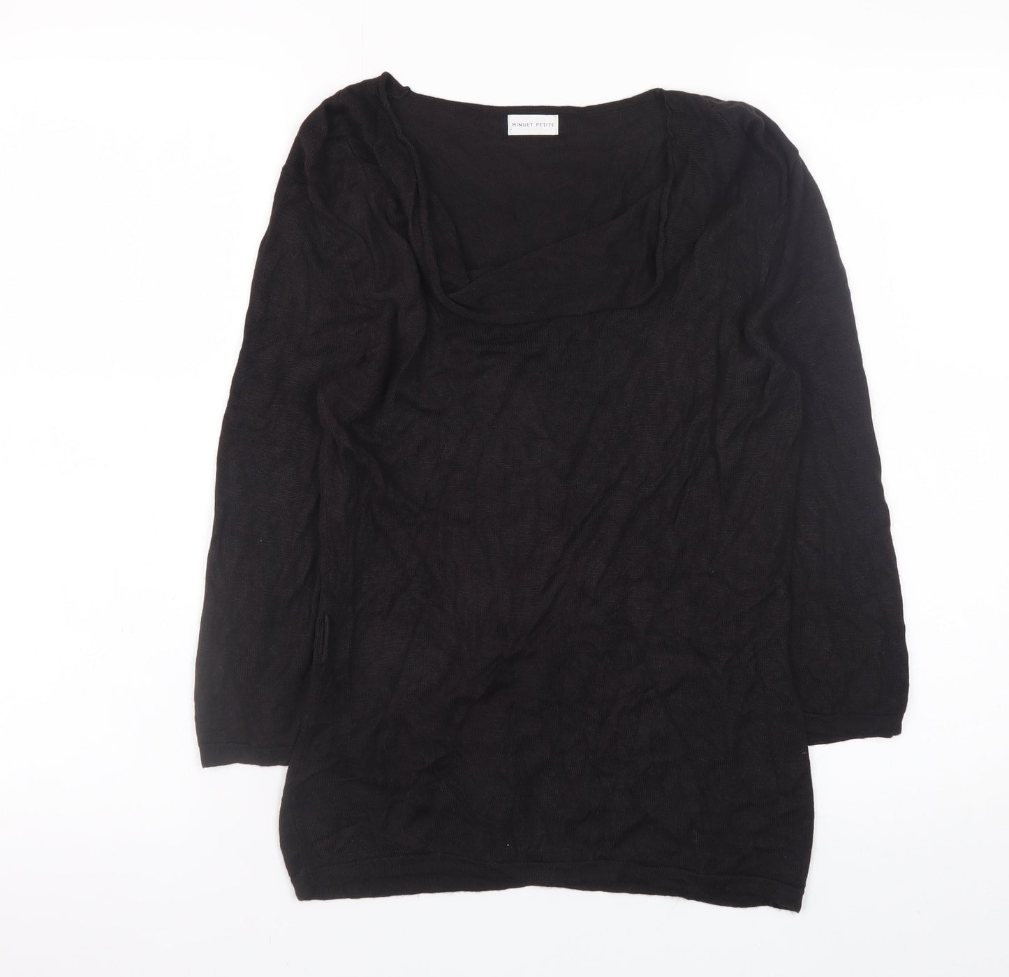 Minuet Petite Women’s Black Size 12 Cowl Neck 3/4 Sleeve Jumper