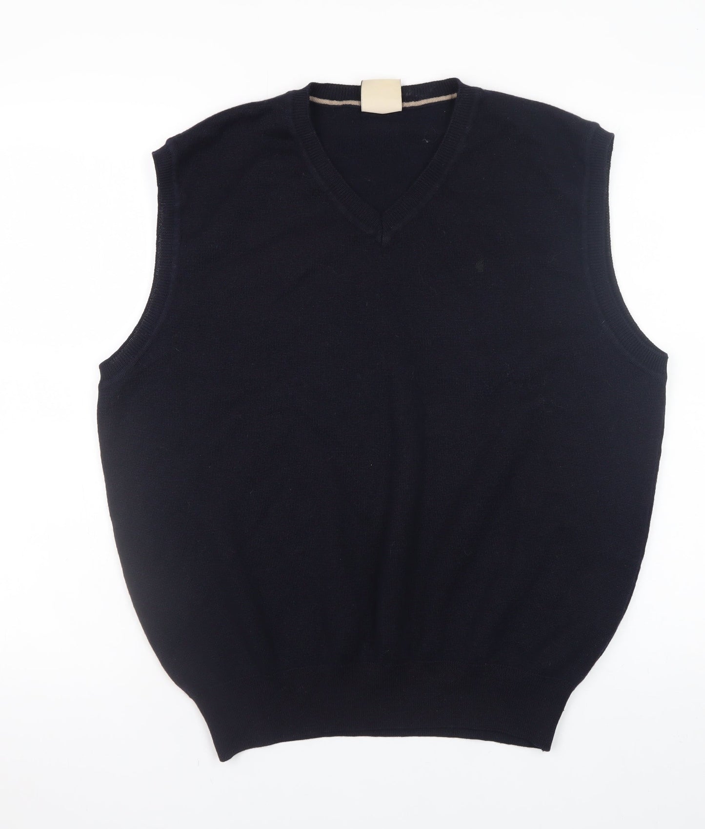 Gabicci Collezione Men's Black Wool V-Neck Sleeveless Vest XL