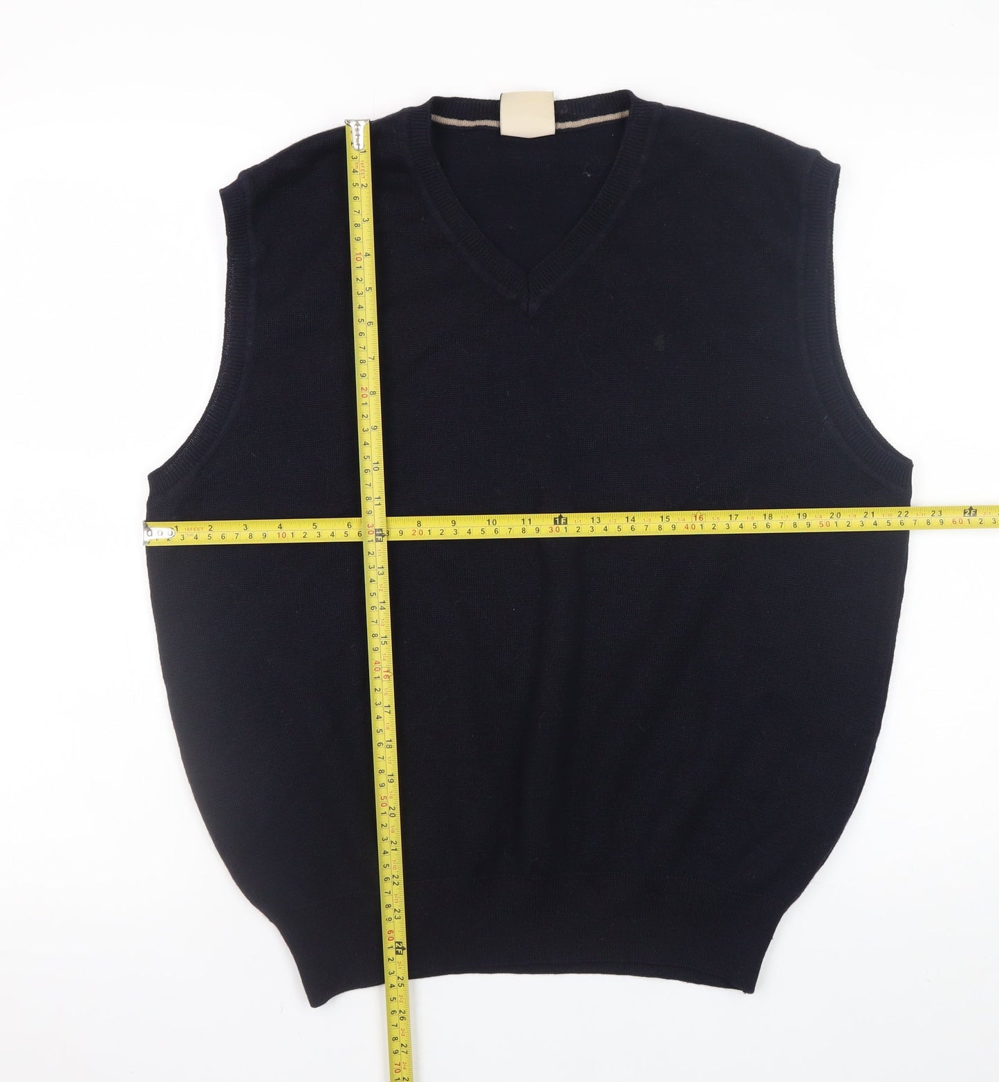 Gabicci Collezione Men's Black Wool V-Neck Sleeveless Vest XL