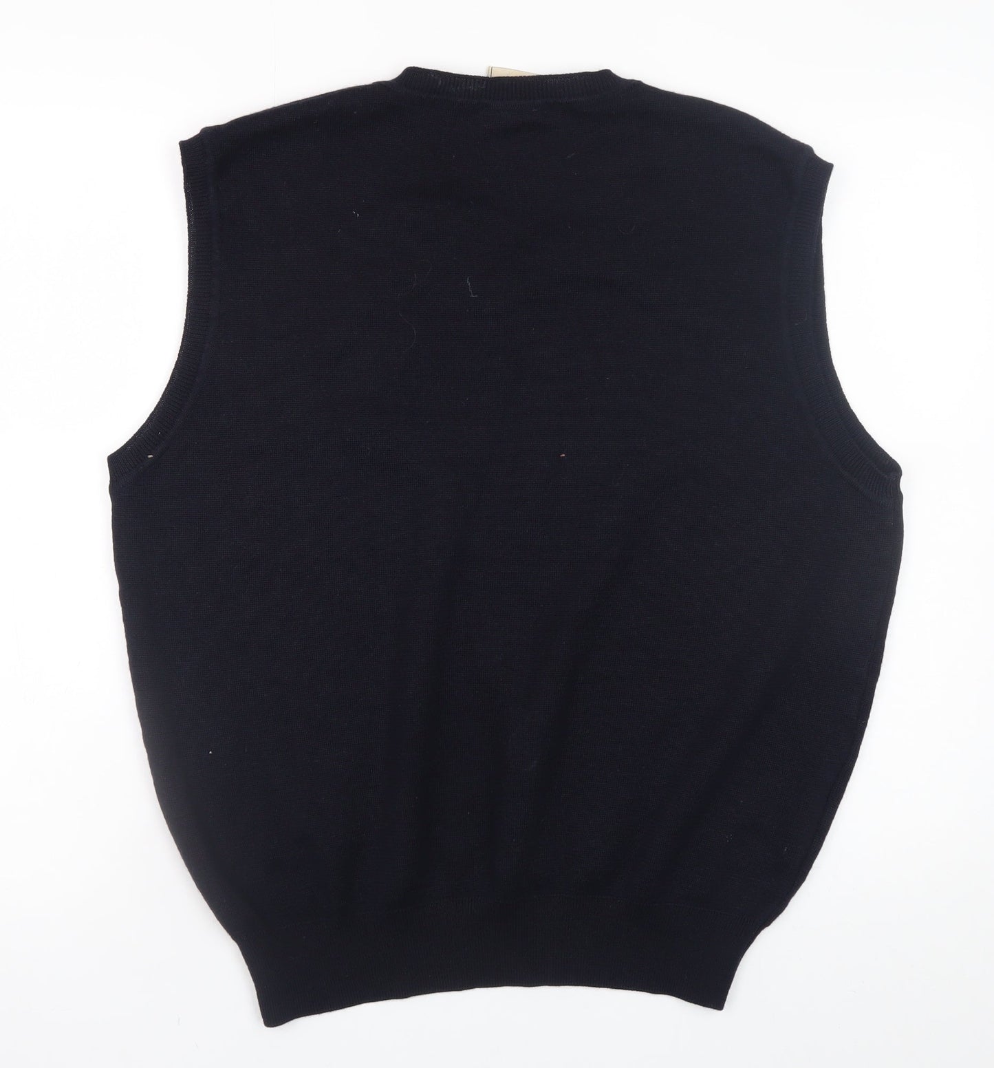 Gabicci Collezione Men's Black Wool V-Neck Sleeveless Vest XL