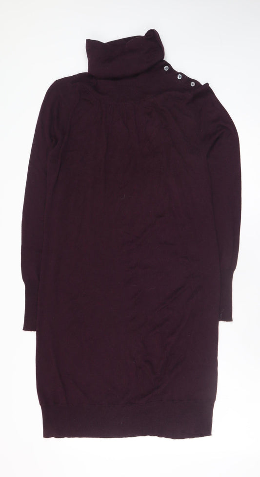 GAP Women’s Purple Wool Blend Roll Neck Long Sleeve Jumper Dress Size S