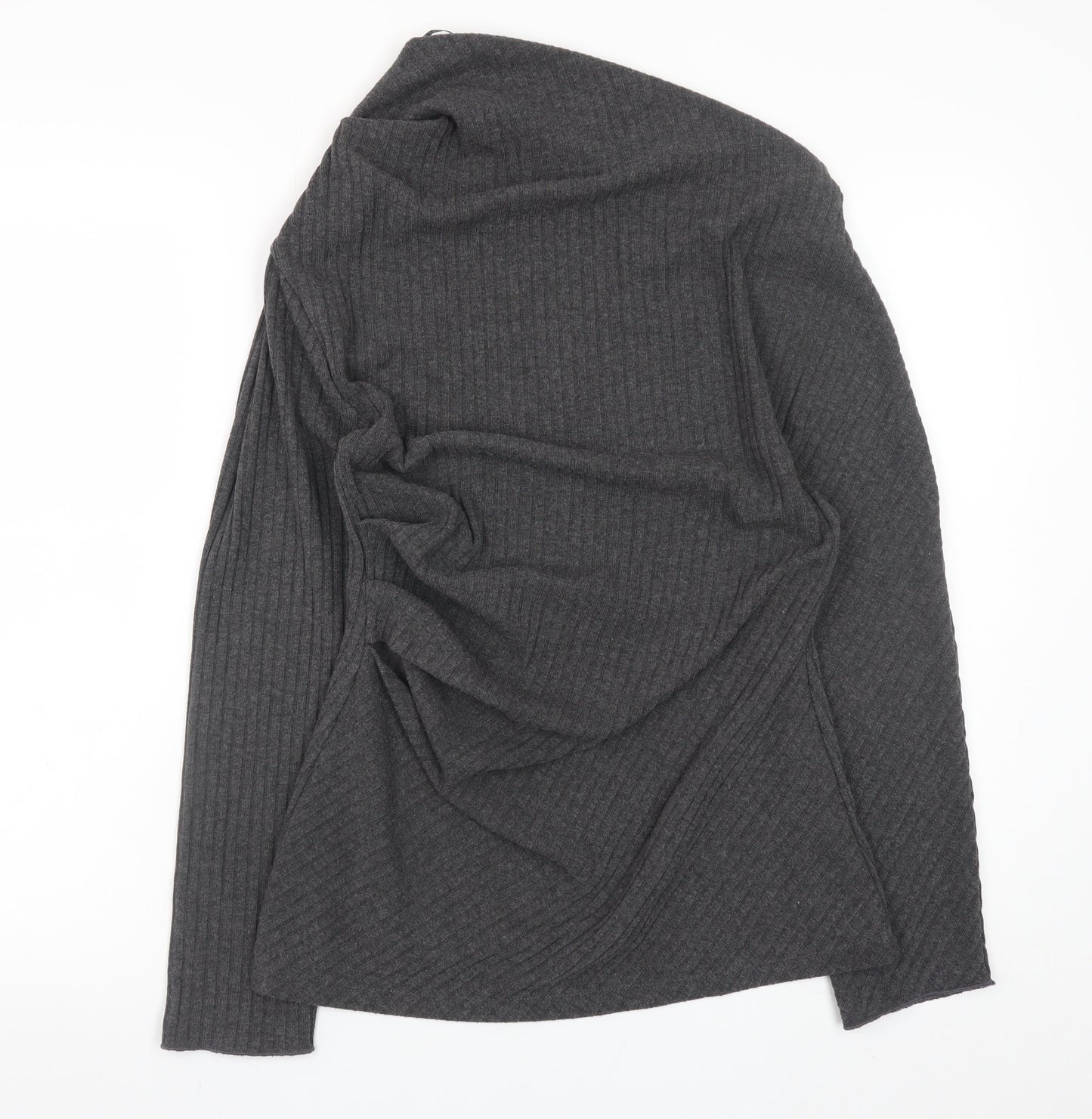 Zara Women Grey Knit Asymmetric Bodycon Dress Size L