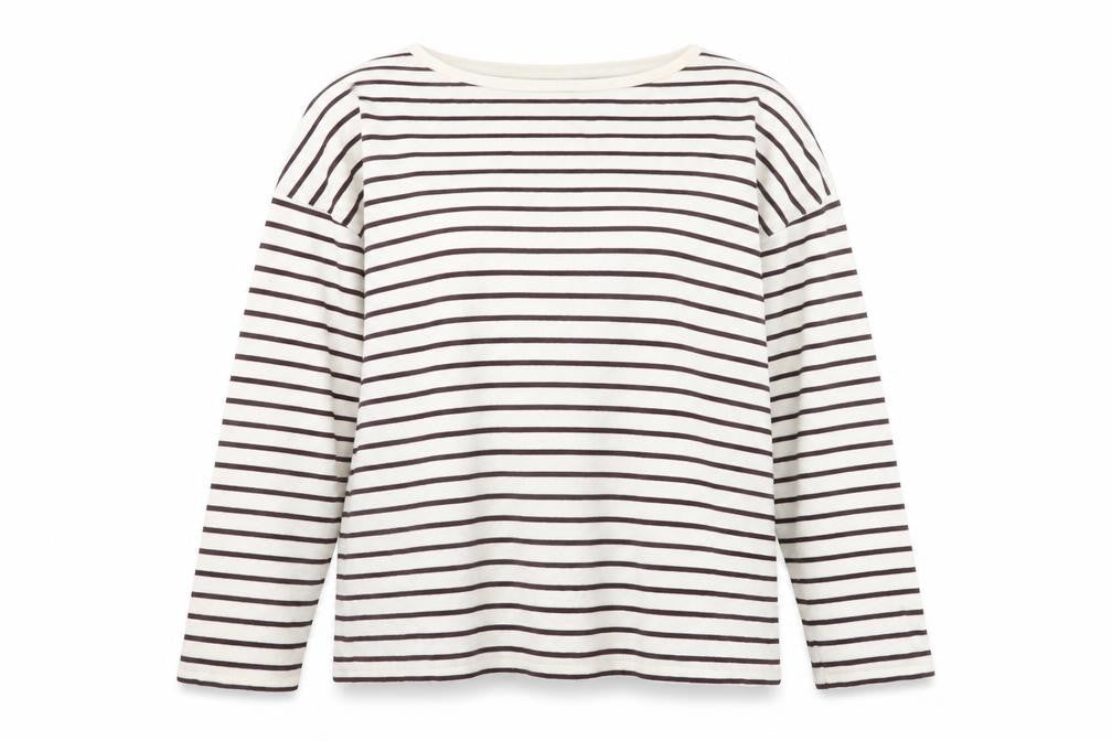 Hush Women’s White Striped Long Sleeve Cotton T-Shirt M