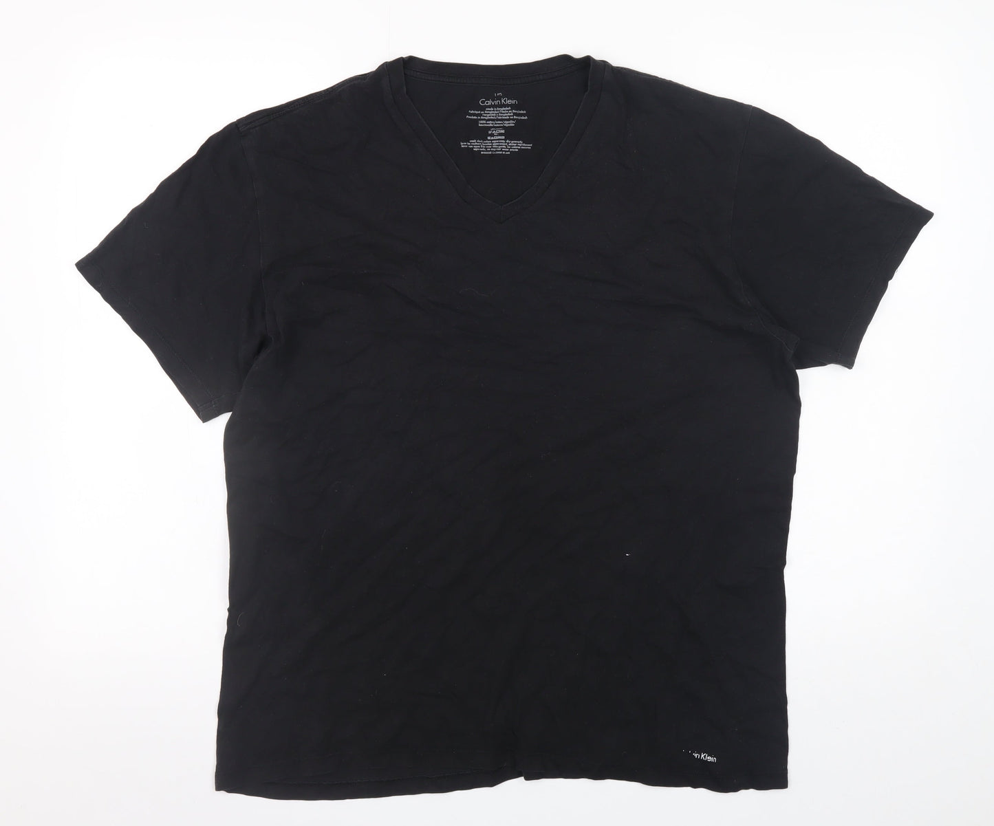 Calvin Klein Men's Black V-Neck Cotton T-Shirt Size L