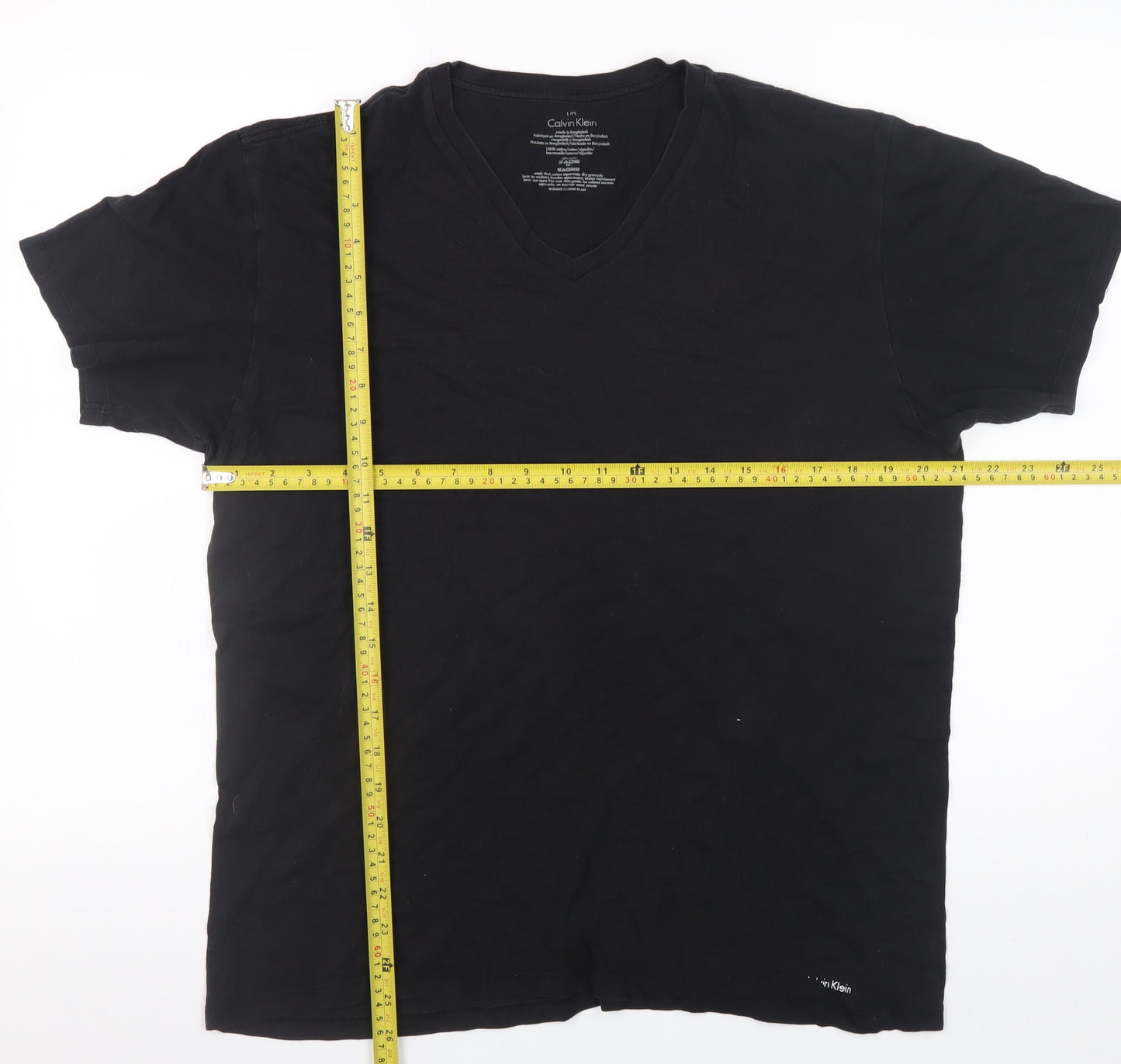 Calvin Klein Men's Black V-Neck Cotton T-Shirt Size L