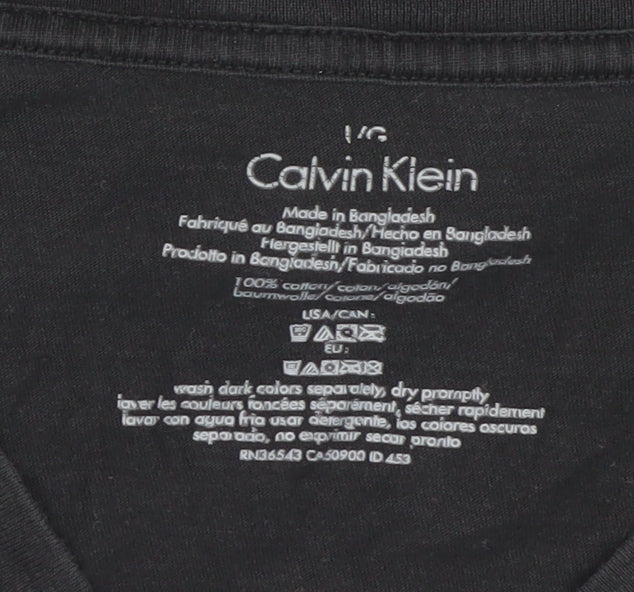 Calvin Klein Men's Black V-Neck Cotton T-Shirt Size L