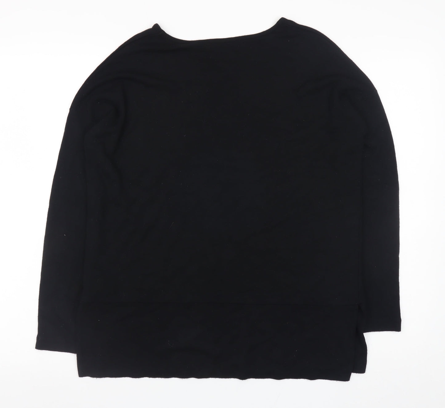 Jaeger Womens Black Long Sleeve Basic Crew Neck Jersey Top XS