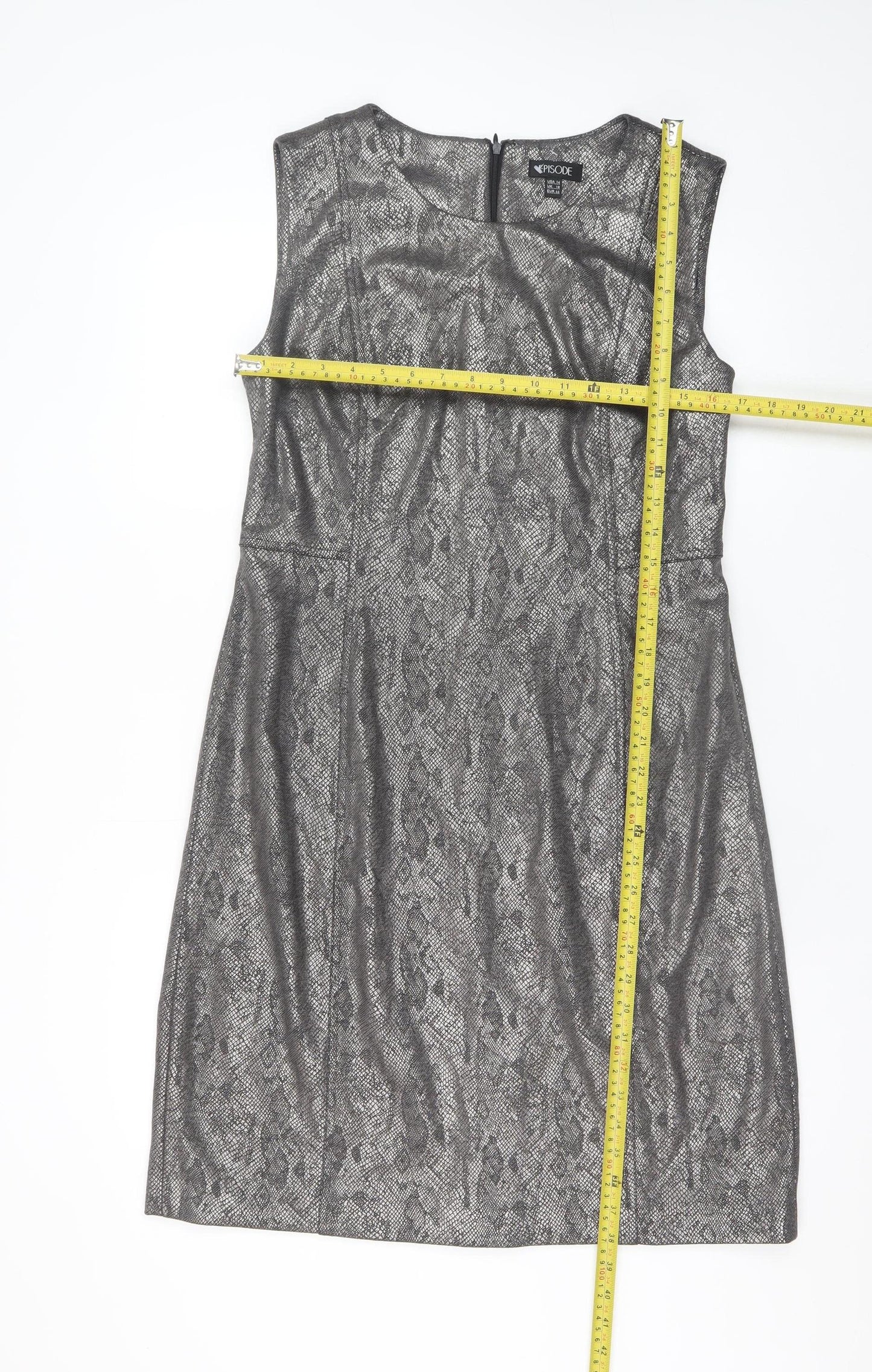 Episode Women Silver Size 18 Sheath Sleeveless Metallic Dress