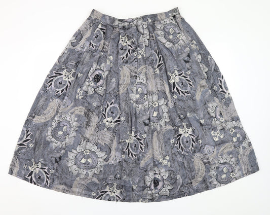 Miss Astor Women’s Grey Floral Pleated Midi Skirt Size 14
