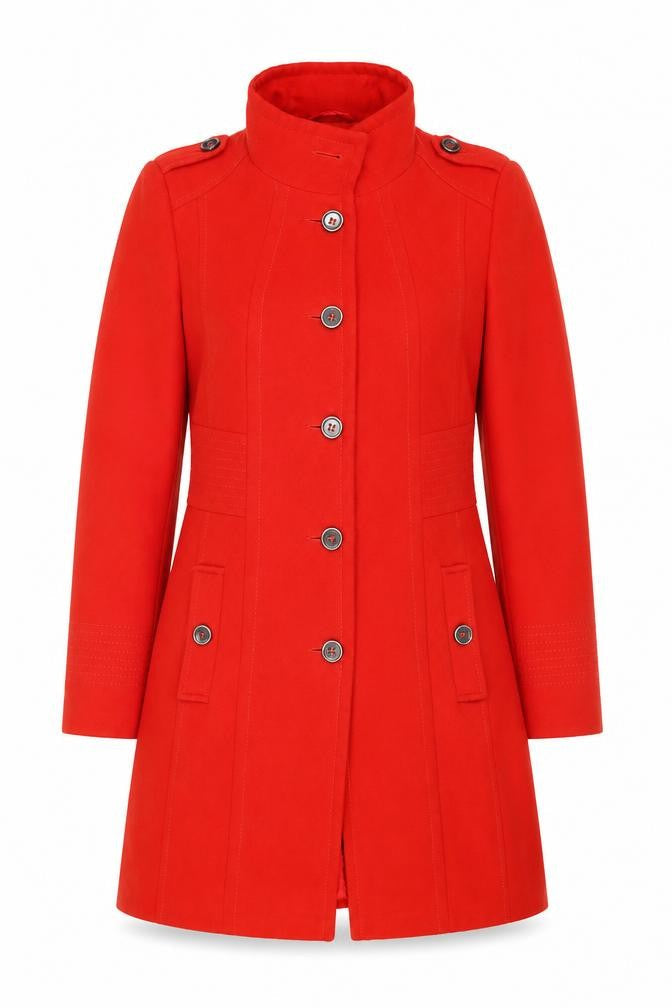 Wallis Women Red Wool Blend Military Coat UK 14