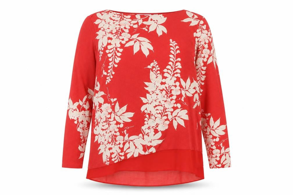 Marks and Spencer Womens Red Floral Tunic Blouse Size 18