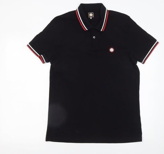 Pretty Green Men's Black Cotton Polo Shirt Size M Short Sleeve