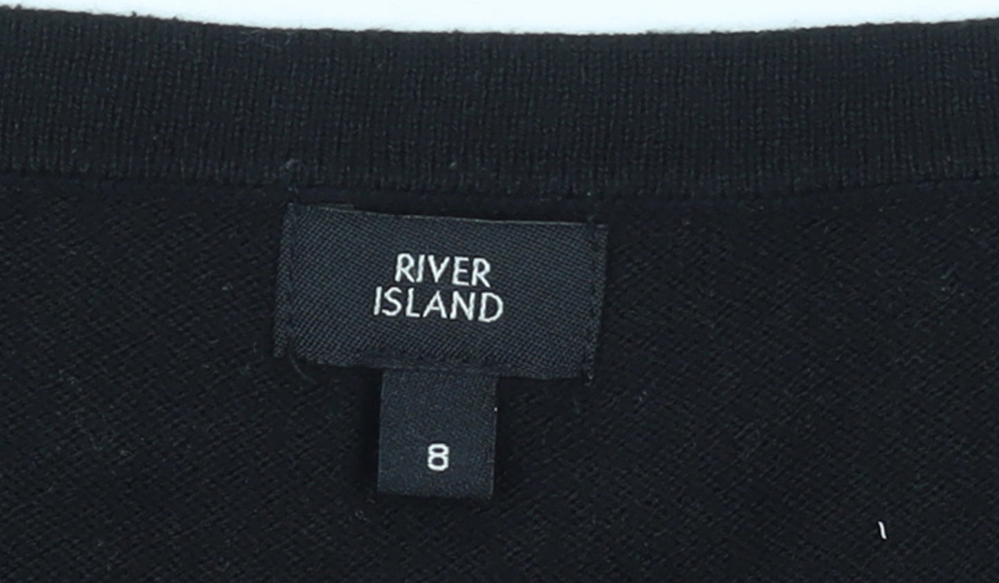 River Island Women's Black Round Neck Long Sleeve Pullover Jumper Size 8