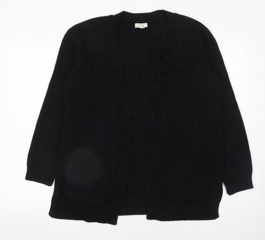 Fat Face Women's Black Knit Open Cardigan Size 10 Long Sleeve
