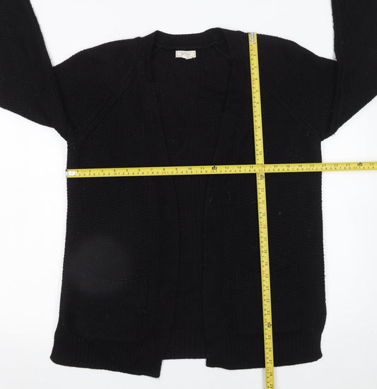 Fat Face Women's Black Knit Open Cardigan Size 10 Long Sleeve