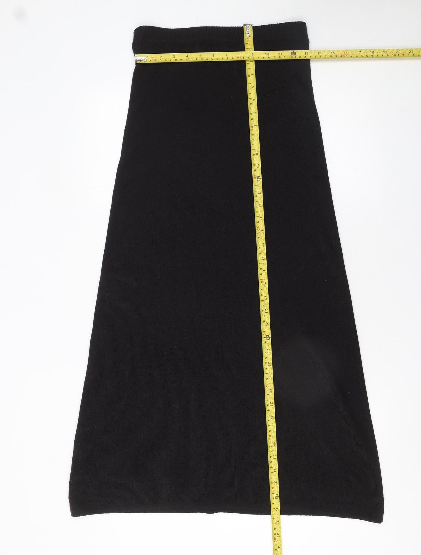 C&A Women's Black A-Line Knit Midi Skirt Size S 10-12