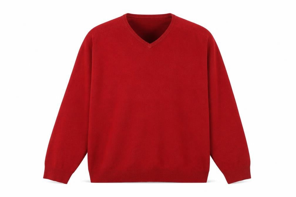 Marks and Spencer Men’s Red V-Neck Acrylic Jumper XL