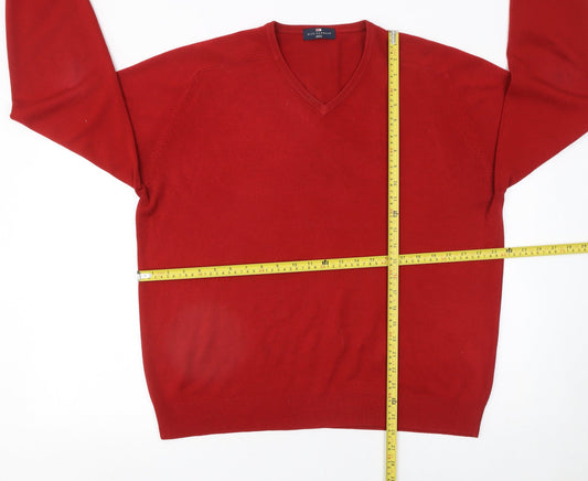 Marks and Spencer Men’s Red V-Neck Acrylic Jumper XL