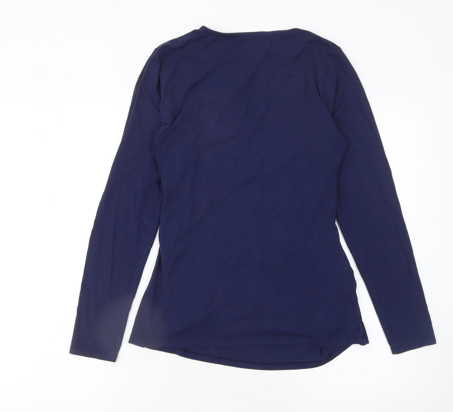 Charles Tyrwhitt Women Blue Wrap Viscose Long Sleeve Blouse UK14