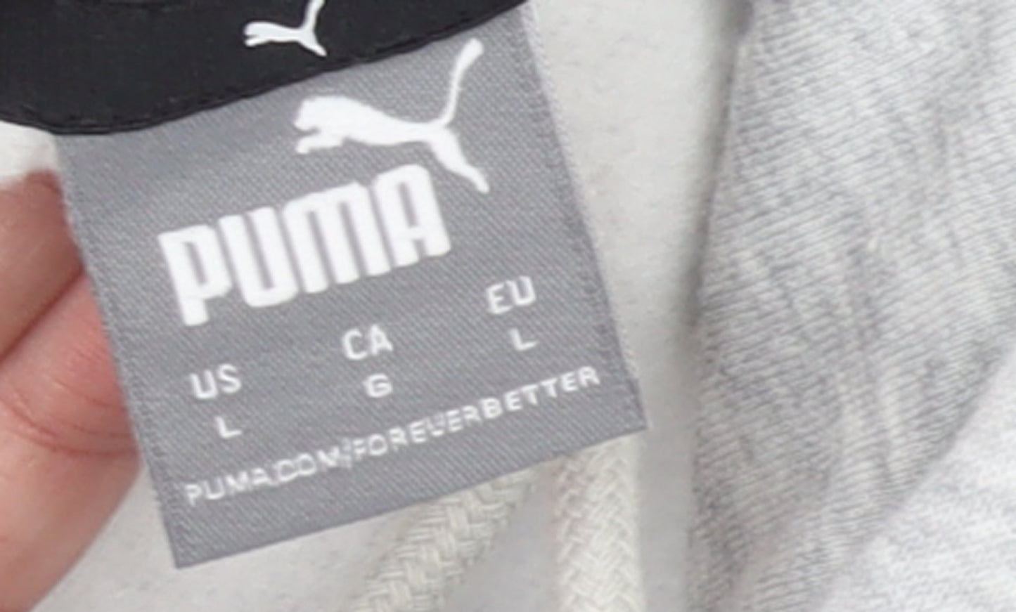 Puma Men's Grey Pullover Hoodie Size L Logo Sweatshirt