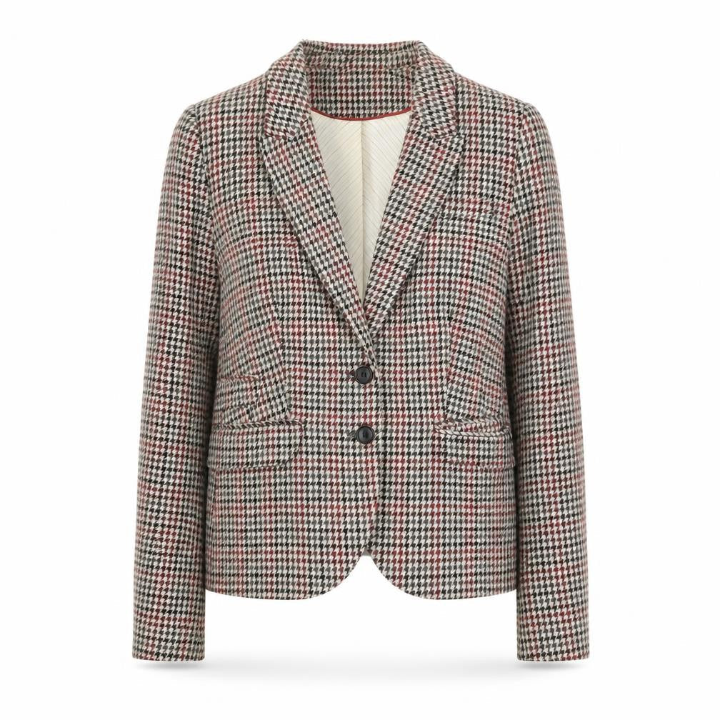 H&M Womens Brown Checked Wool Blend Single-Breasted Blazer UK 12