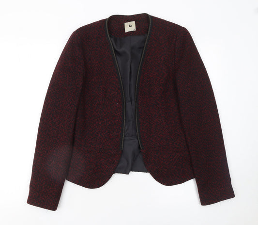 Tu Women’s Red & Black Tweed Open Blazer Jacket Size 10