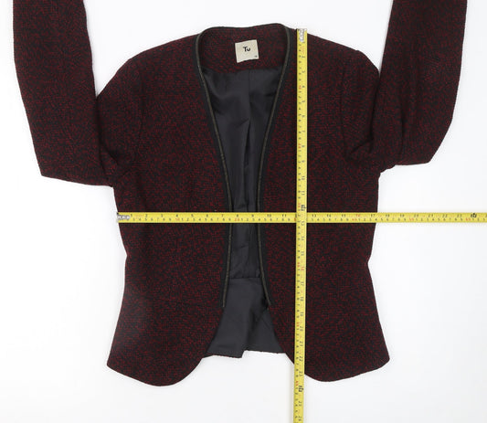 Tu Women’s Red & Black Tweed Open Blazer Jacket Size 10