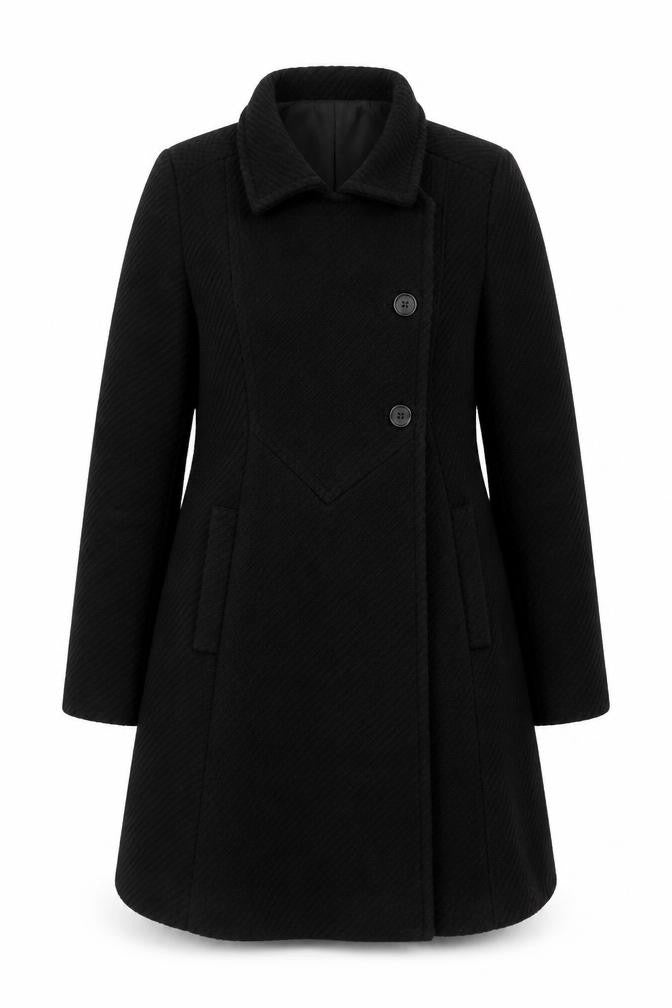 Kimchi & Blue Women’s Black Wool Blend Mid-Length Overcoat Size L