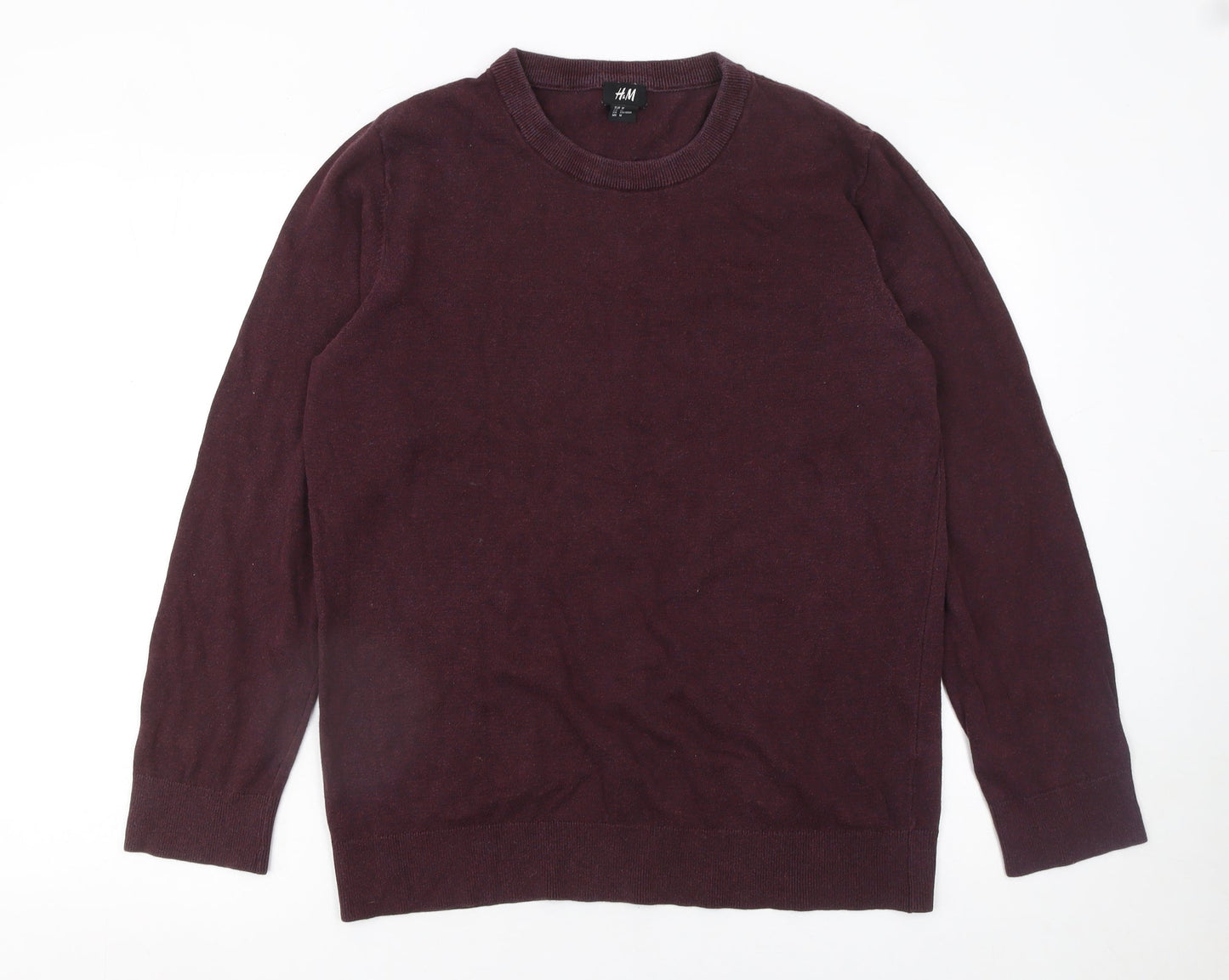 H&M Men's Purple Cotton Crew Neck Pullover Jumper Size M