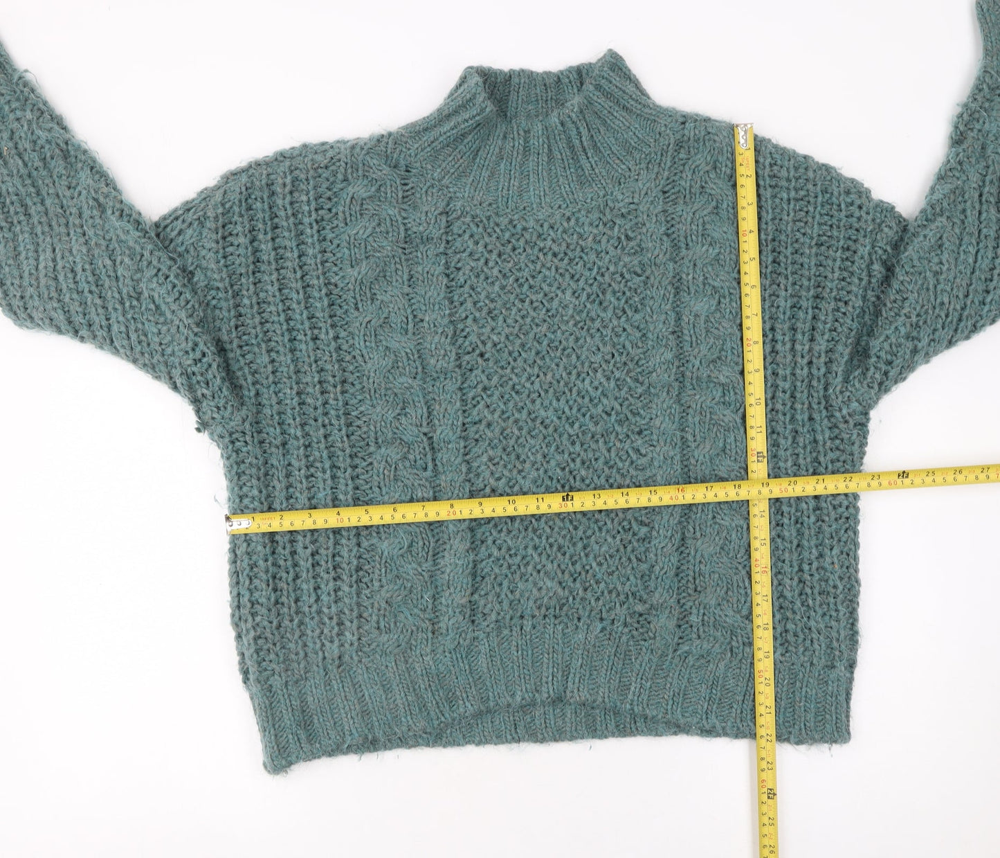Universal Thread Womens Green Mock Neck Chunky Knit Pullover Jumper Size M