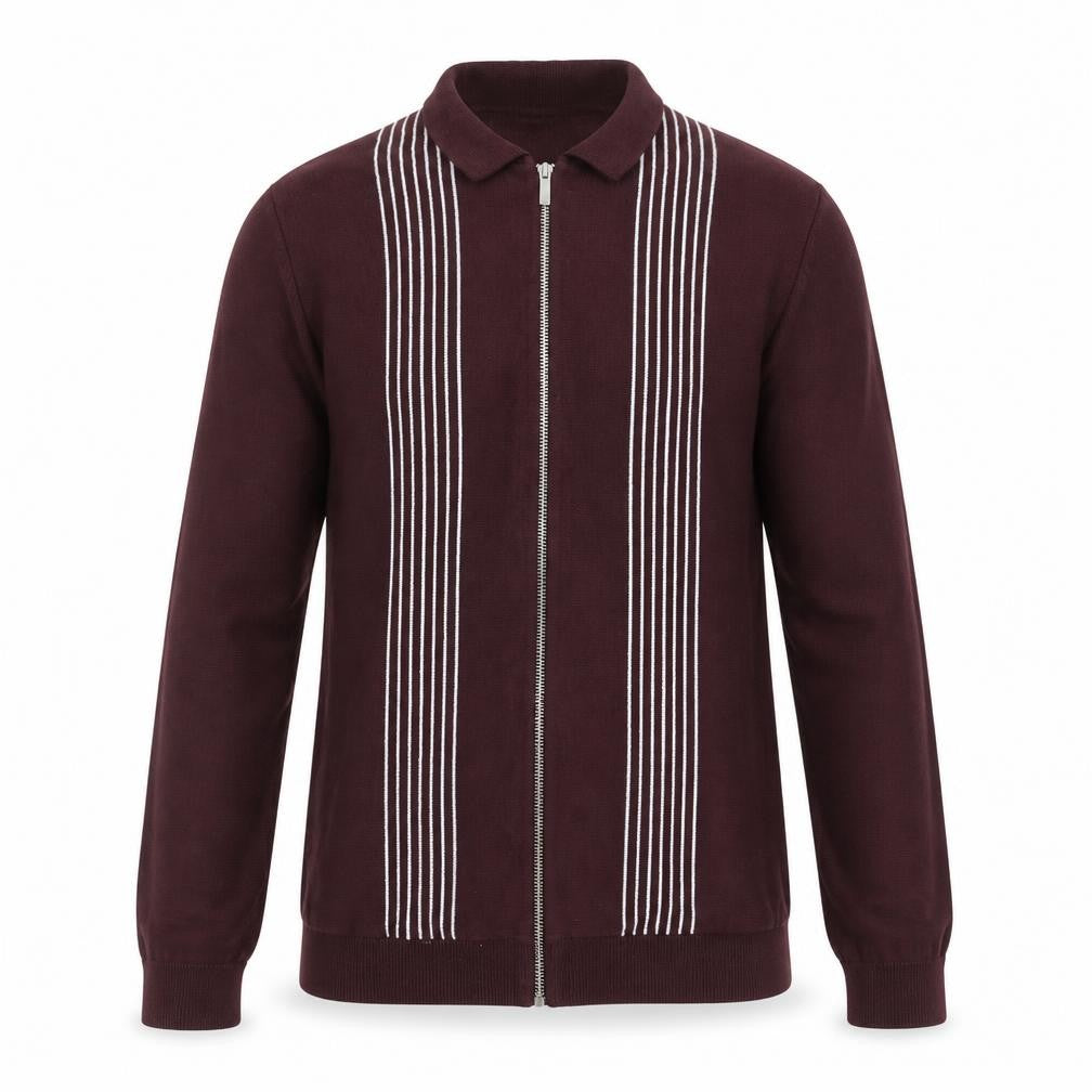 Tu Men’s Burgundy Full Zip Cotton Collared Jumper M