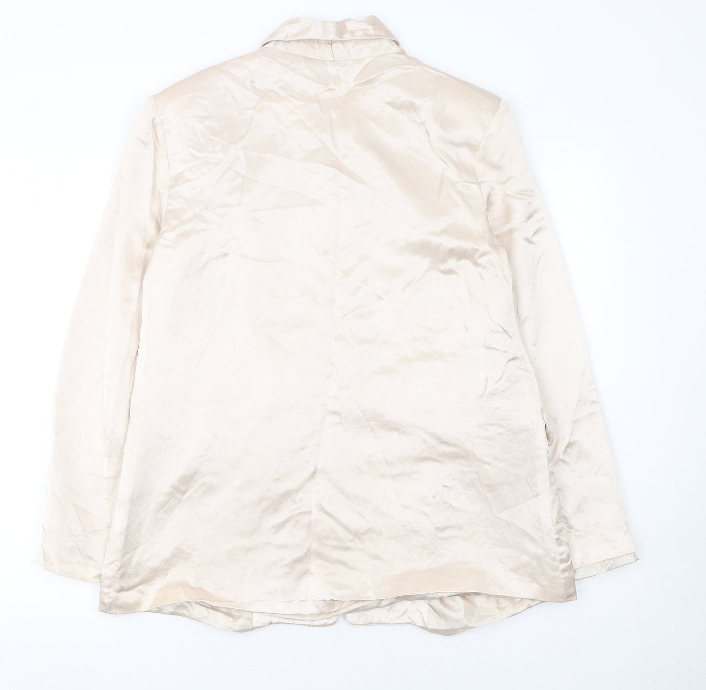 Primark Women Beige Shawl Lapel Single-Breasted Blazer Size 12